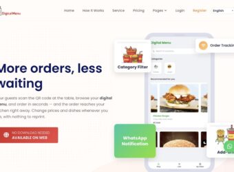 Digital Menu homepage showing the guest ordering interface on a phone